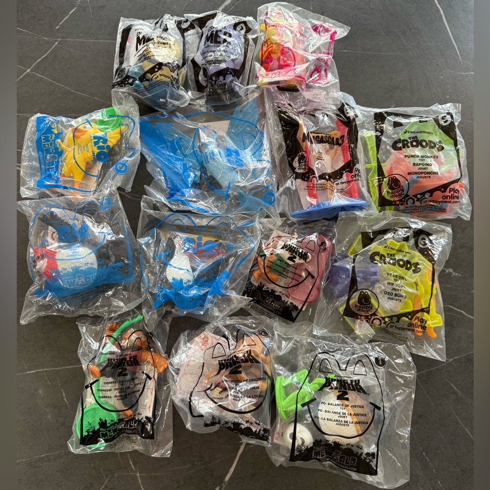 McDonald's Happy Meal Toys -Kung Fu Panda 2, Rio, The Croods, Madagascar 3.